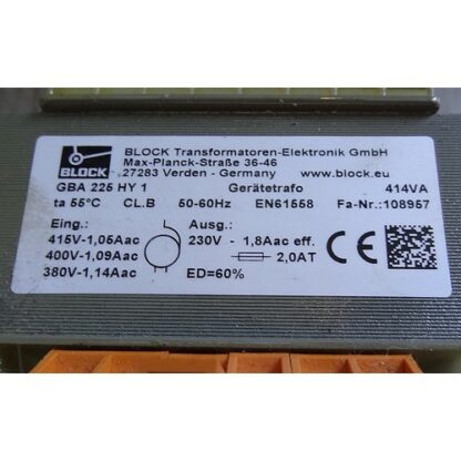 Otis - Transformateur GBA225HY1 - TRF2-TRF3 - 380/400/415V -> 230V 1.8A - Seconde main (occasion) – Image 3